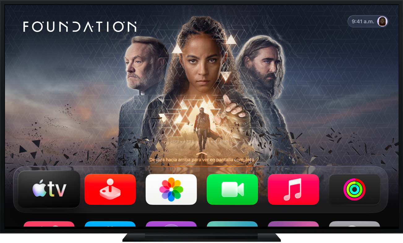 Un Apple TV mostrando la pantalla de inicio