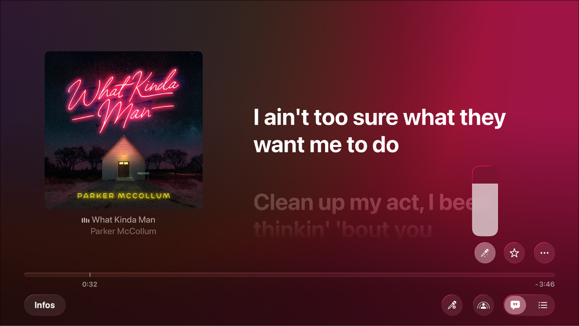 Écran À l’écoute qui affiche Apple Music Chant