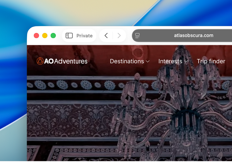 Una finestra del Safari bloquejada per a la navegació privada.