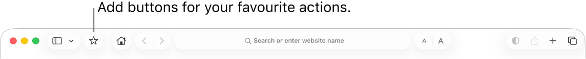 A toolbar showing a button you can add for your favourite actions.