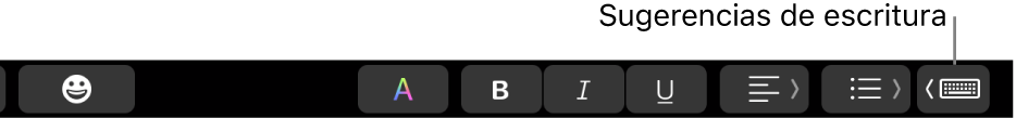 El botón Sugerencias de escritura en la Touch Bar.