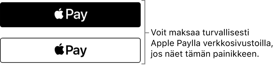 Painike, joka näkyy Apple Pay ‑maksuja hyväksyvillä verkkosivustoilla.