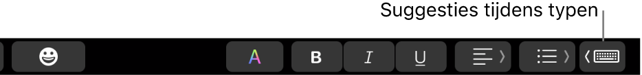 De knop voor suggesties tijdens typen in de Touch Bar.
