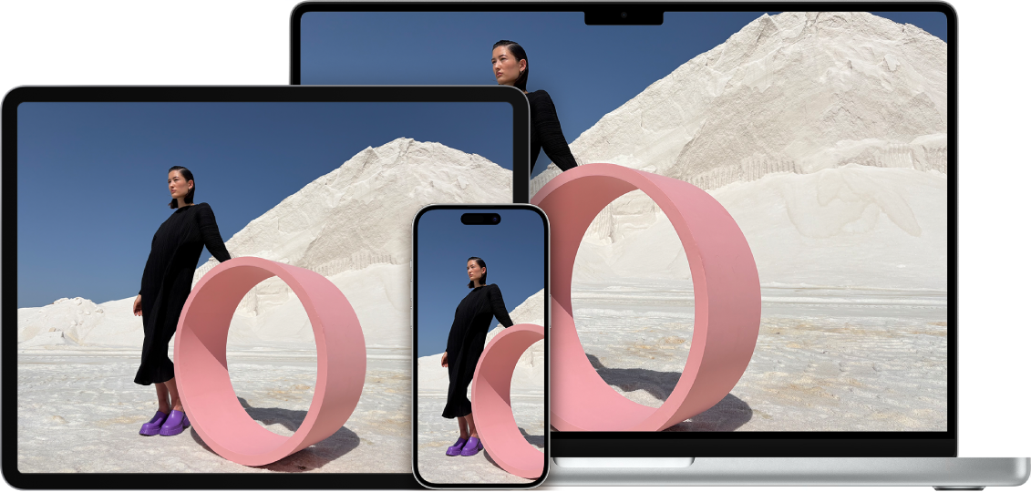 The same photos shown on an iPhone, iPad, and Mac.