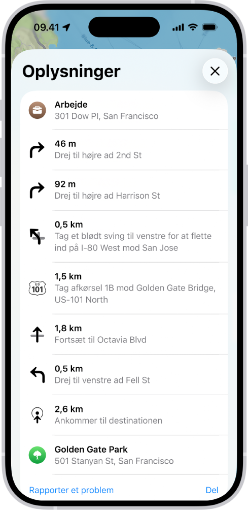 En trinvis vejvisning på en liste.