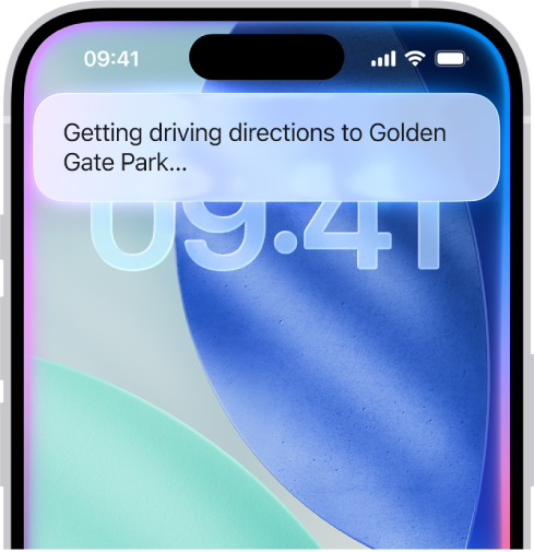 Ein iPhone zeigt eine Antwort von Siri oben auf dem Bildschirm.