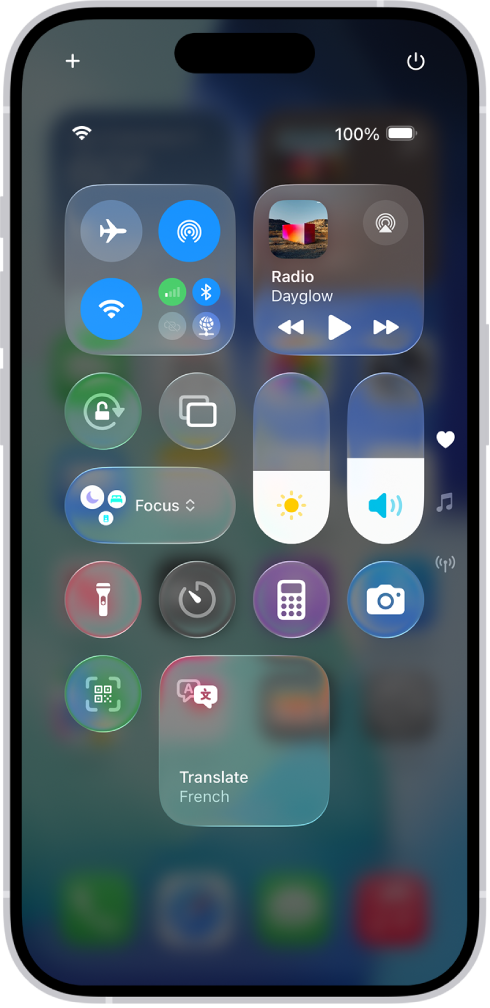 Centro de control del iPhone.