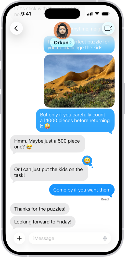 Una conversación con iMessage.