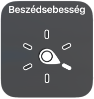 A rotorvezérlő tárcsája a Beszédsebesség beállításra mutat.