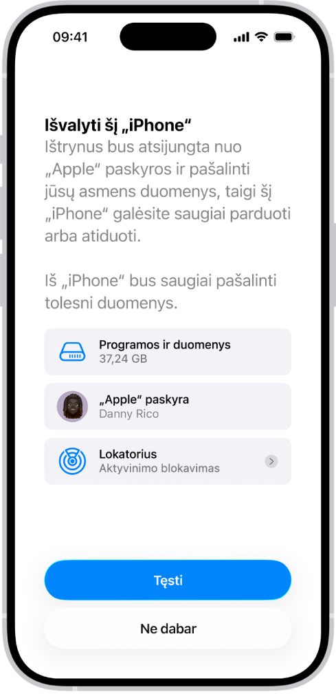„Ištrinti šį „iPhone“ ekranas