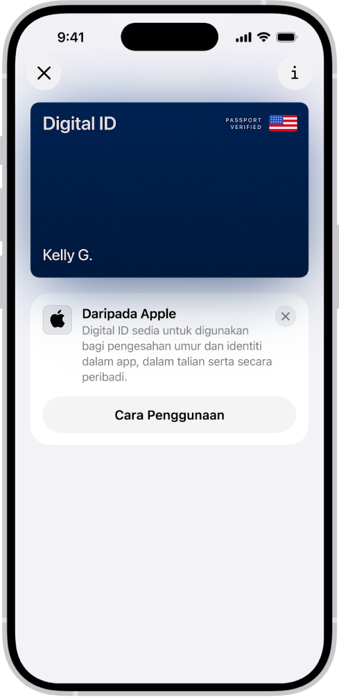 ID Digital dalam app Wallet.