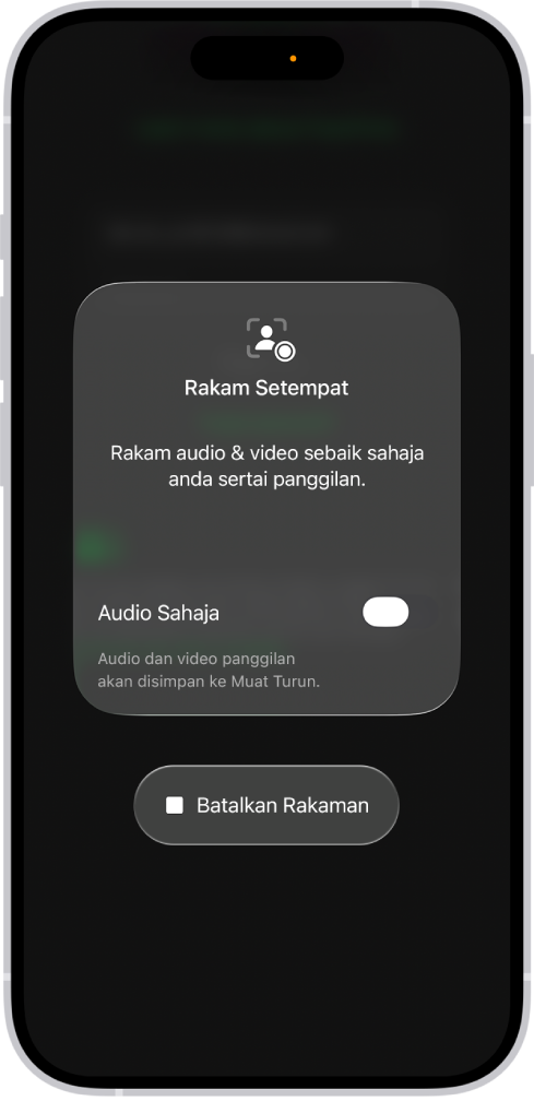 Skrin untuk memulakan Audio Setempat dan tangkapan Visual sisi anda dalam persidangan video.