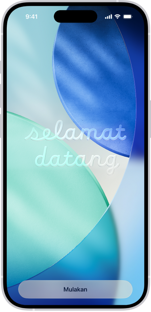 Skrin Selamat Datang yang kelihatan apabila anda menyediakan iPhone anda buat pertama kali.