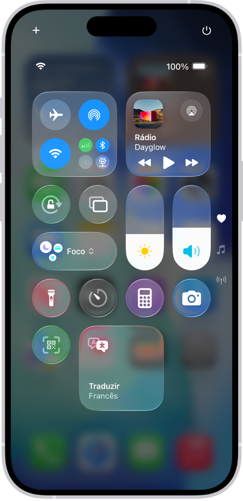 A Central de Controle do iPhone.