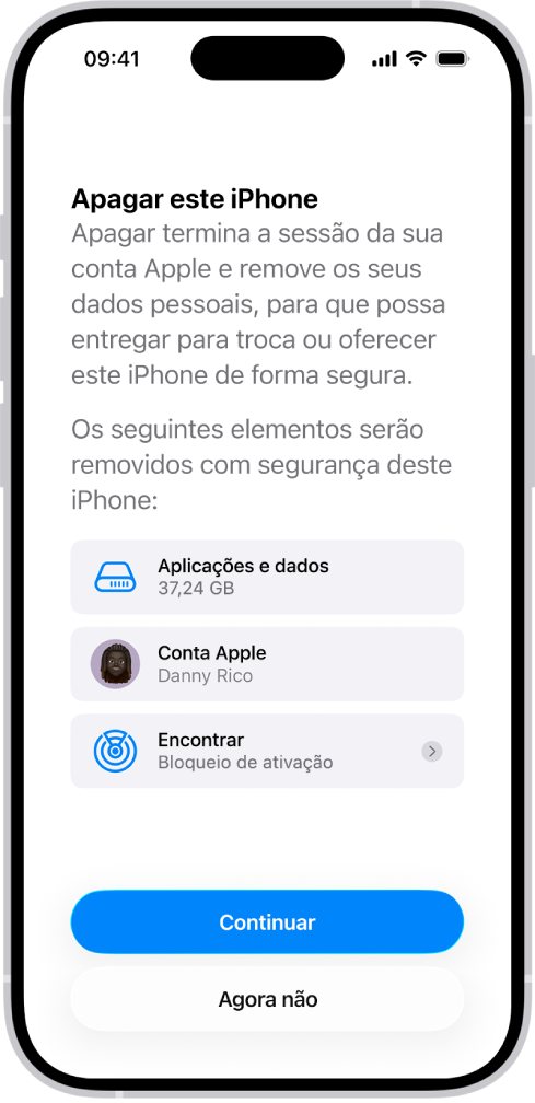 O ecrã “Apagar este iPhone”.
