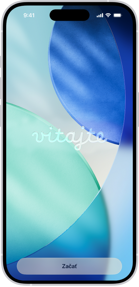 Uvítacia obrazovka, ktorá sa zobrazí pri prvotnom nastavení iPhonu.