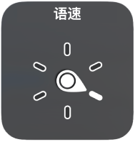带有标度盘的转子控制,指向“语速”设置。