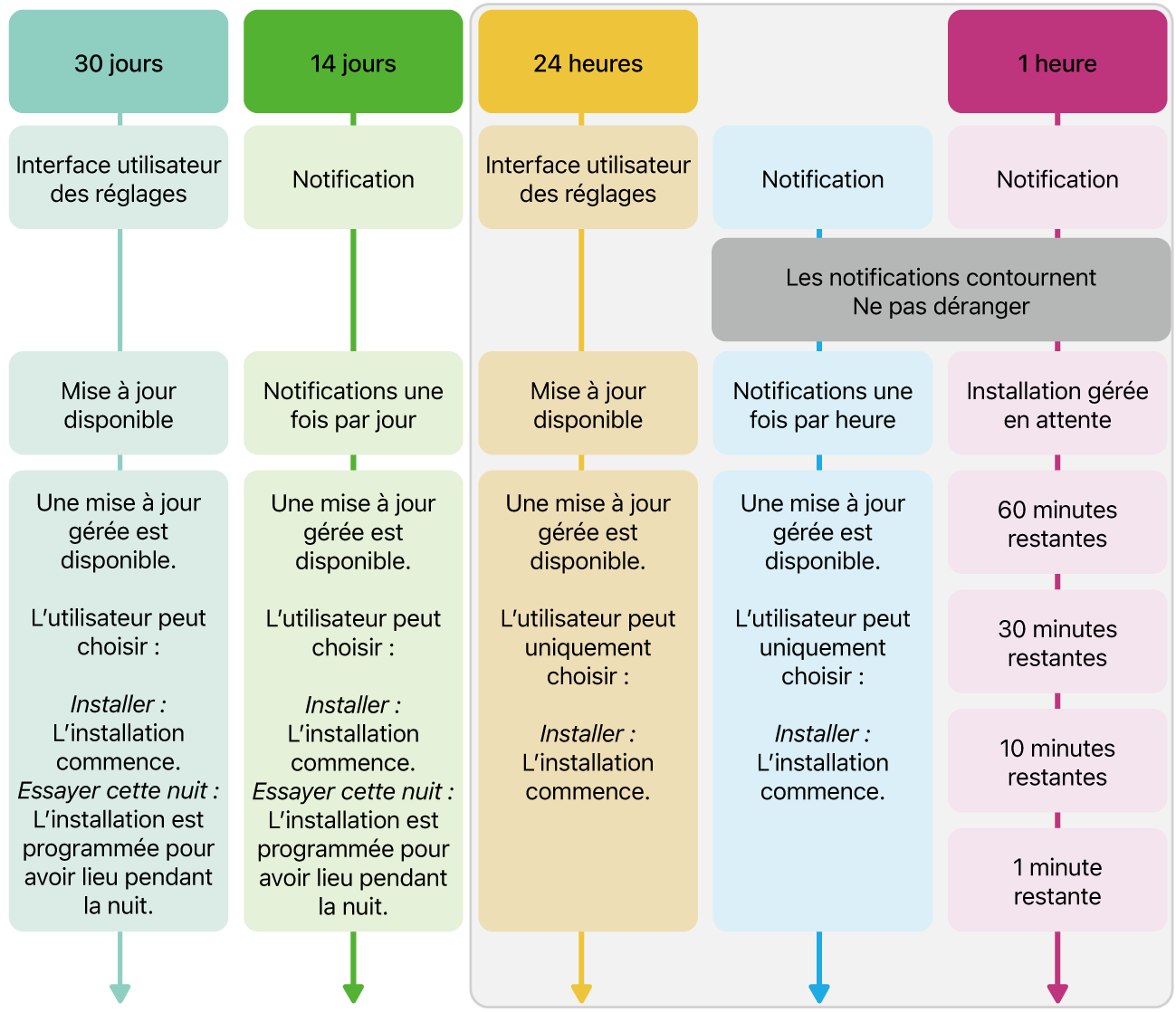 Informations sur la disponibilité des mises à jour de logiciels.