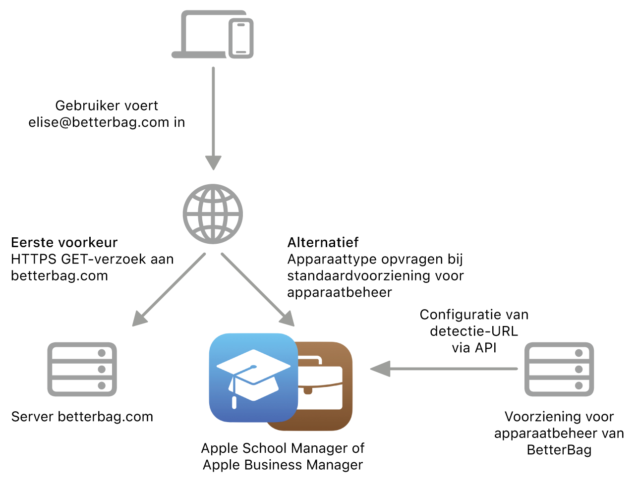 De workflow voor de alternatieve methode voor het detecteren van voorzieningen.