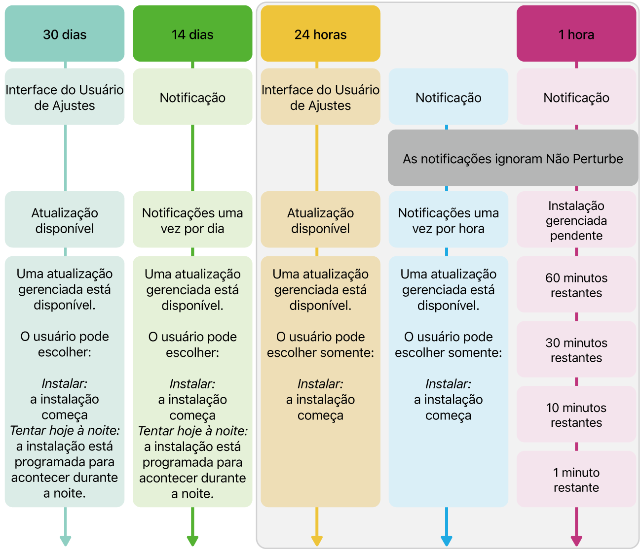 Informações sobre a disponibilidade de atualizações de software.