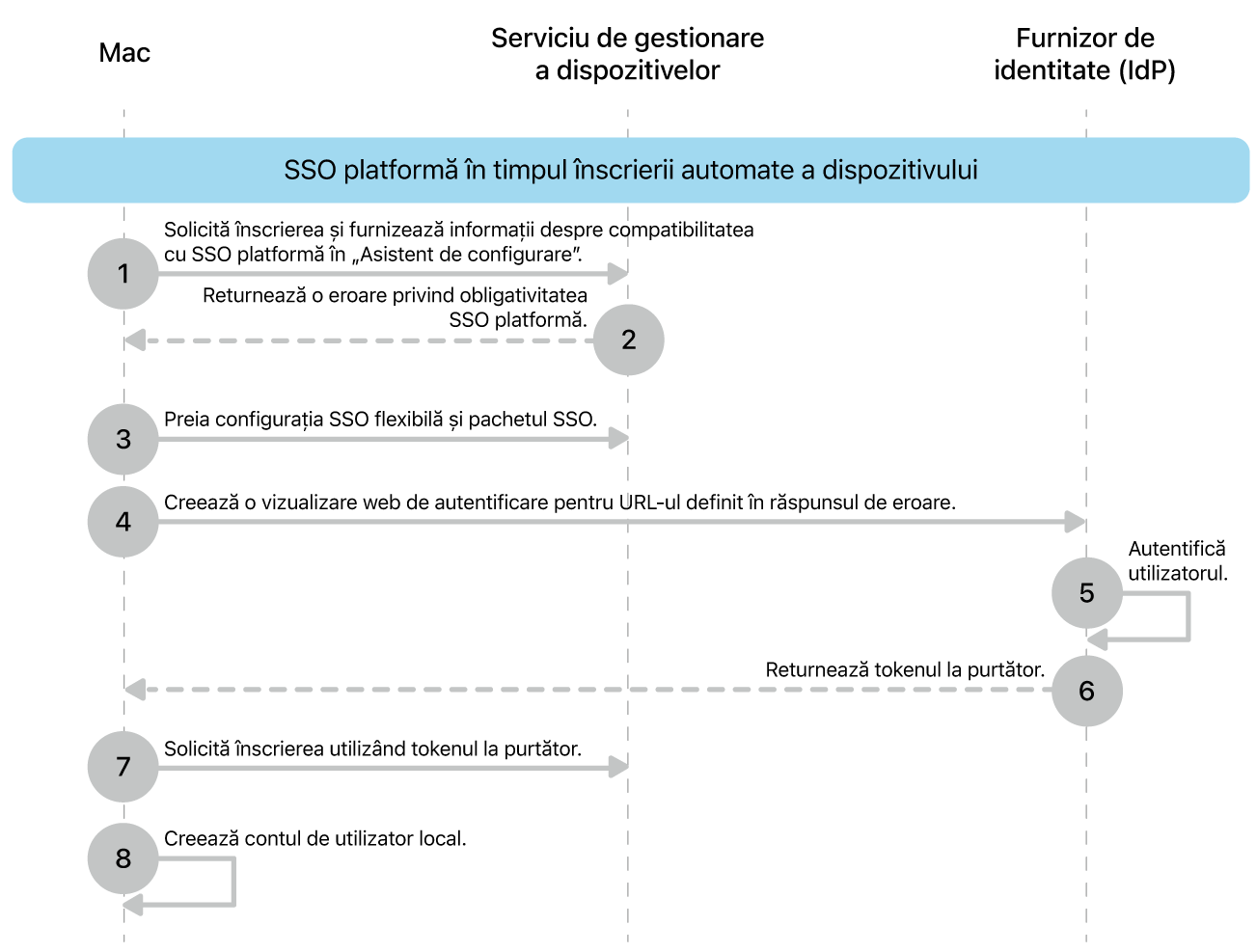 „SSO platformă” în timpul procesului de înscriere automată a dispozitivului.