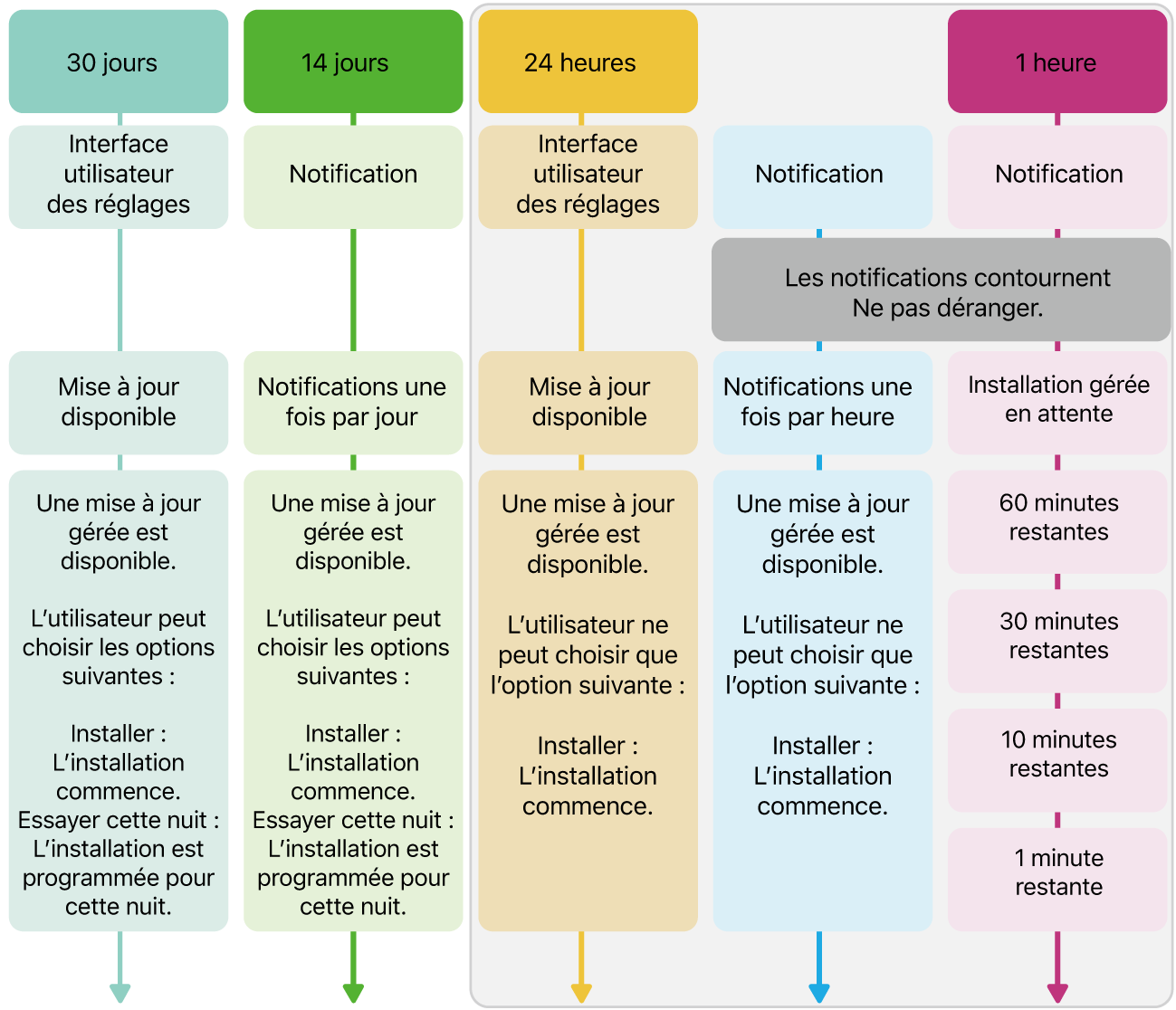 Informations sur la disponibilité des mises à jour logicielles.