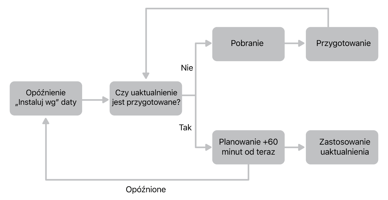 Schemat przepływu uaktualnień oprogramowania.