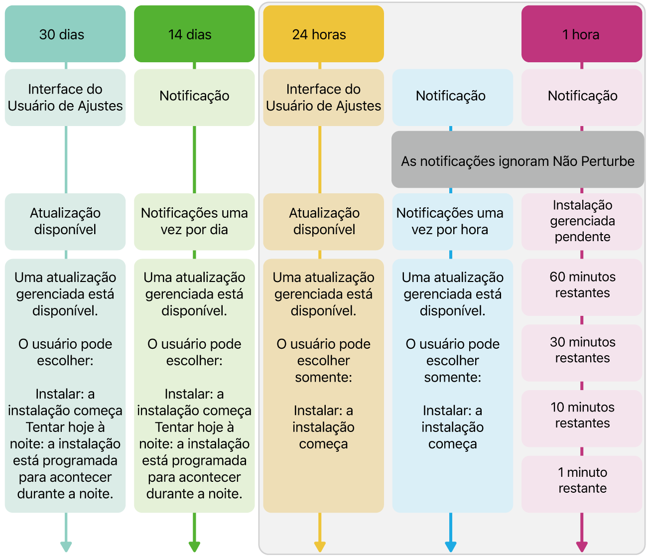 Informações sobre a disponibilidade de atualizações de software.