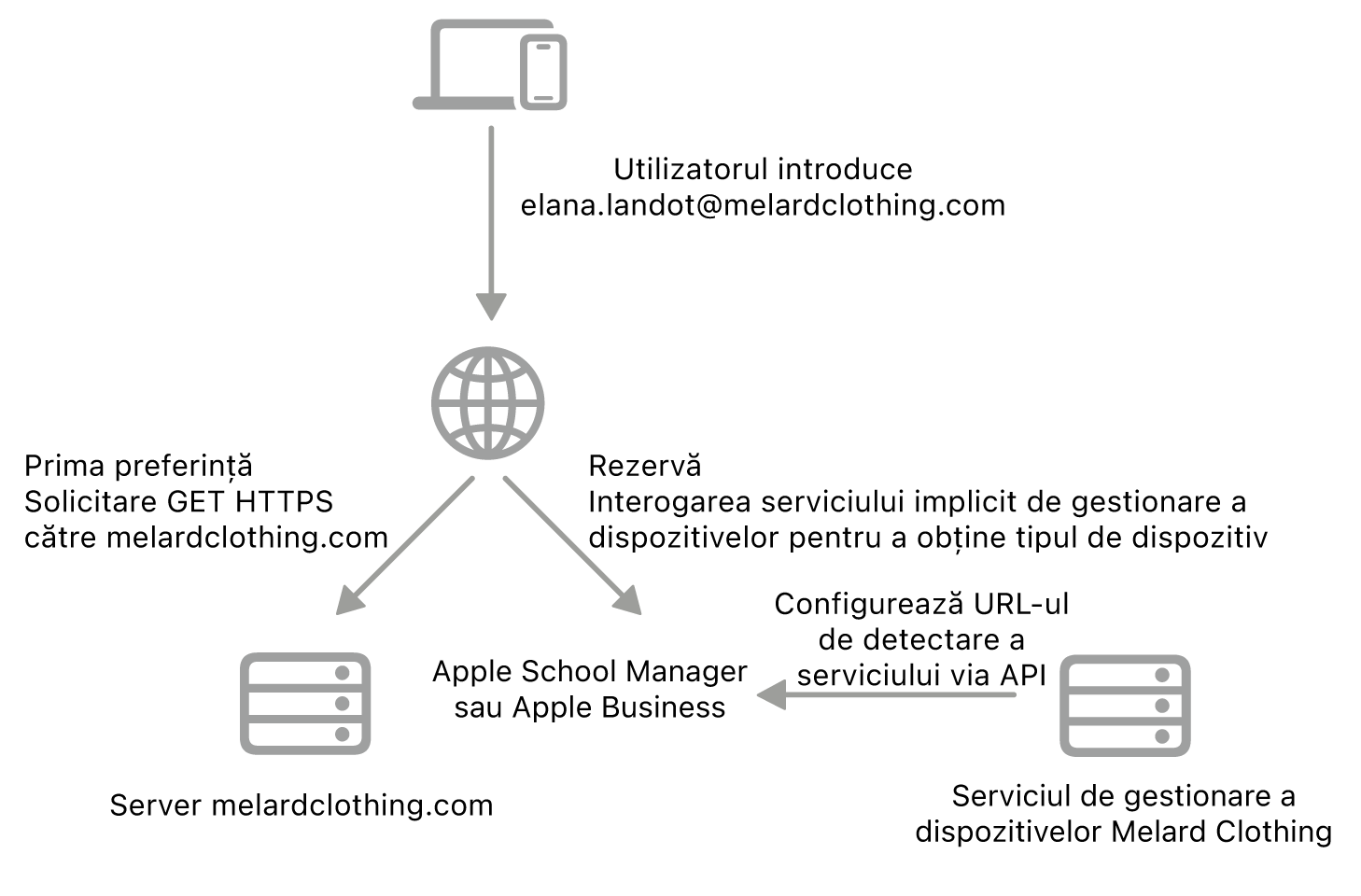 Fluxul de lucru al detectării serviciului, prezentând metoda alternativă de detectare a serviciului.