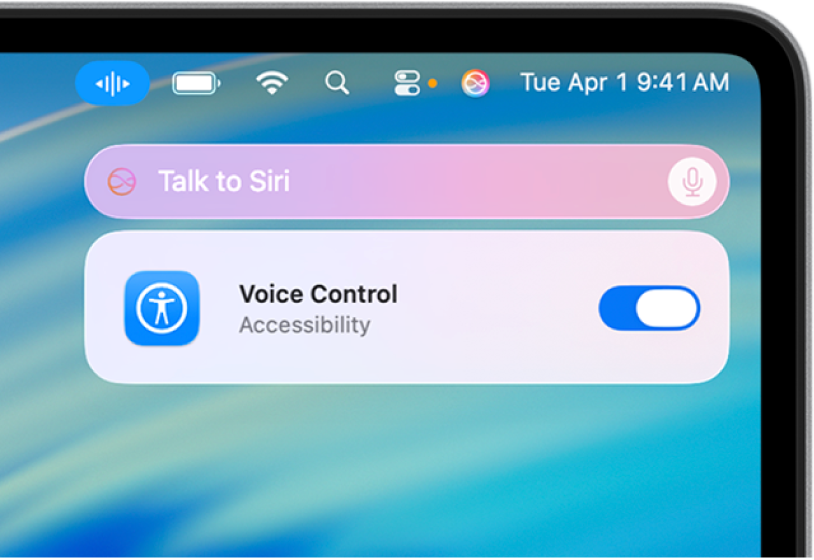 Mac 桌面右上角的 Siri 请求栏和回应。