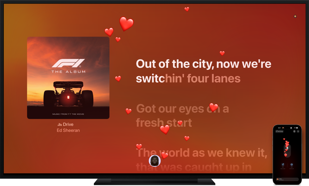 Apple Music Sing example shown on Apple TV.