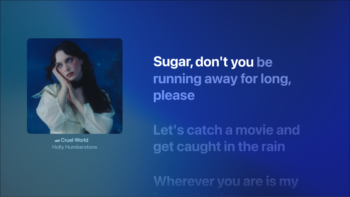 Now playing screen showing lyrics