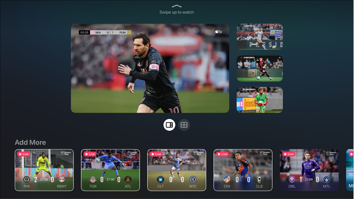 Un écran affichant plusieurs options de disposition pour Multiview