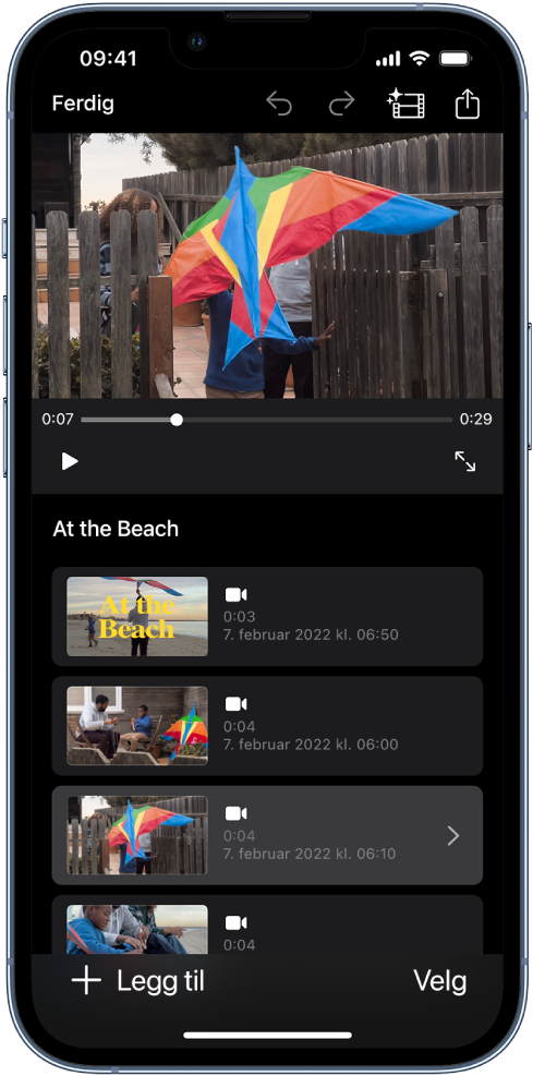 Et Magic&nbsp;Movie-prosjekt i iMovie på en iPhone.