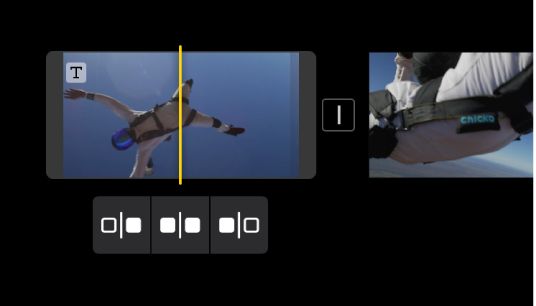 Die Abspielposition auf einem Clip mit dem Werkzeug „Teilen“ darunter.