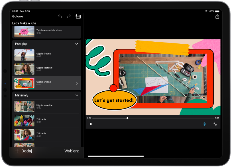 Projekt Scenorysu w&nbsp;iMovie na iPadzie.