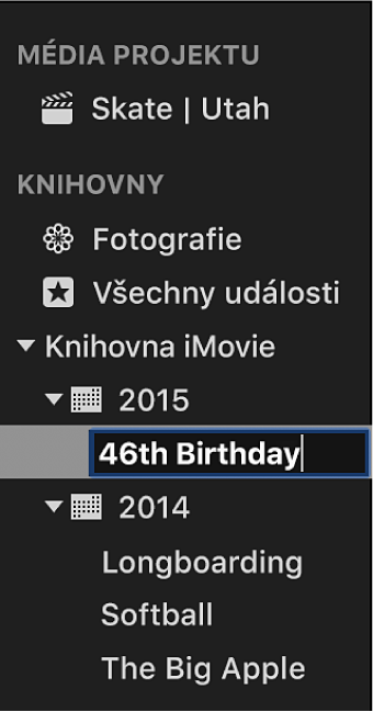 Událost přejmenovávaná v seznamu Knihovny