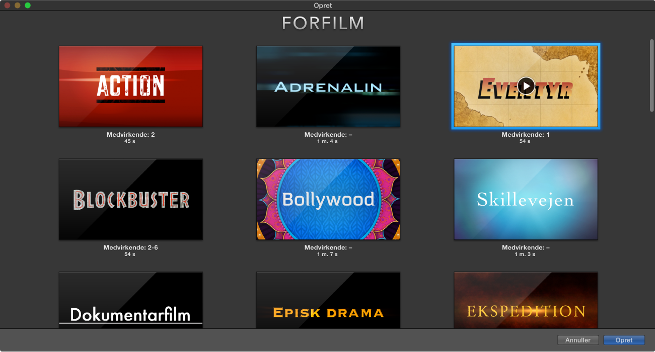 Vinduet Opret med eksempler på forfilm