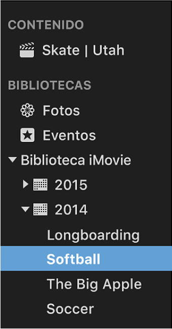 Lista Bibliotecas con los eventos ordenados y agrupados por año
