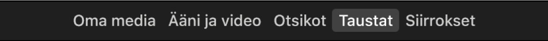 Taustat valittuna selaimen yläpuolella.