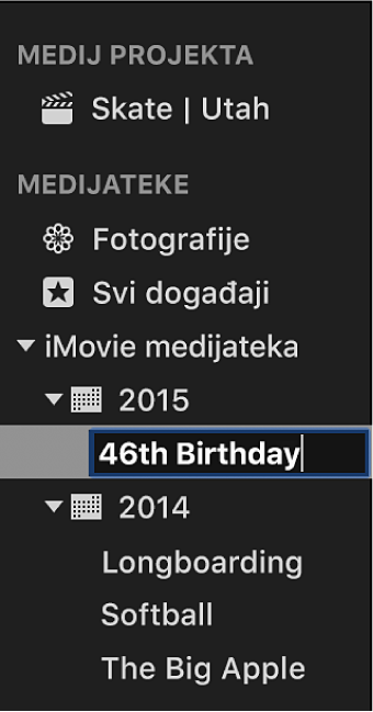 Preimenovanje događaja u popisu Medijateke
