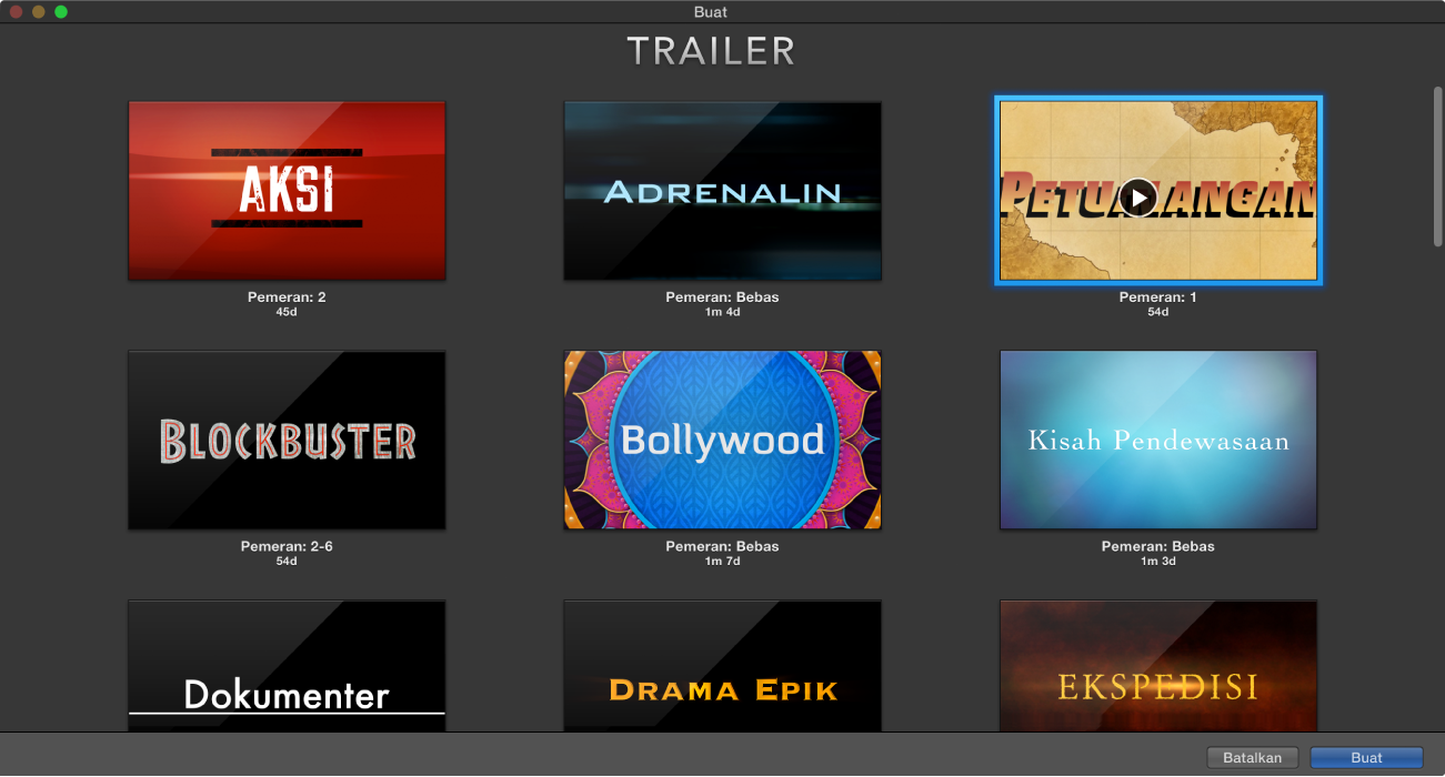 Jendela Buat menampilkan pratinjau trailer