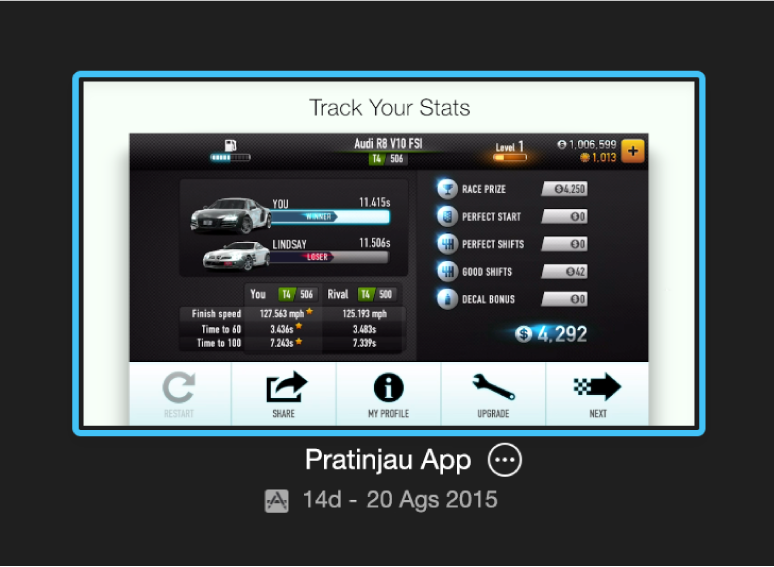 Proyek pratinjau app di tampilan Proyek