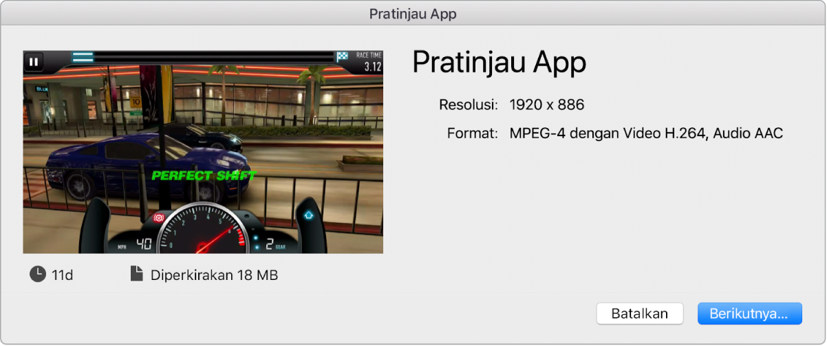 Dialog bagikan pratinjau app