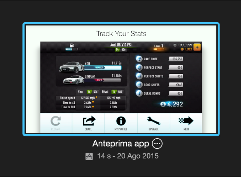 Progetto di un’anteprima app nella vista Progetti