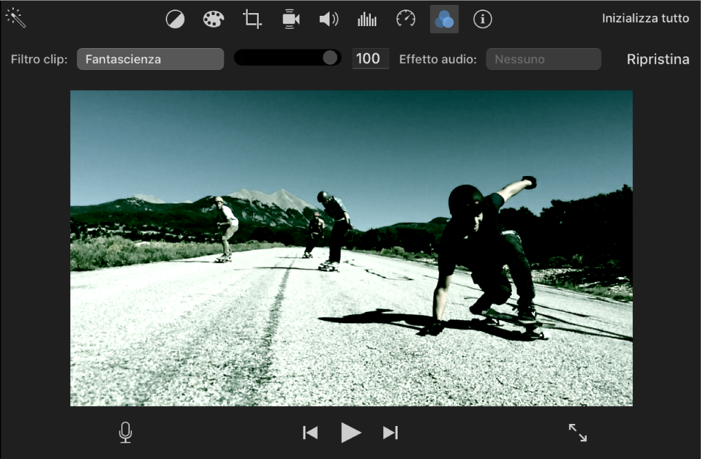 Effetto video Fantascienza applicato a un clip nel visore