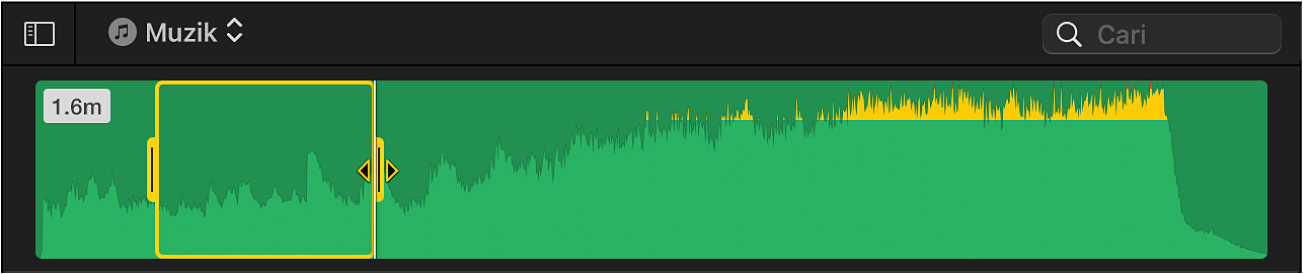 Julat yang dipilih dalam klip audio