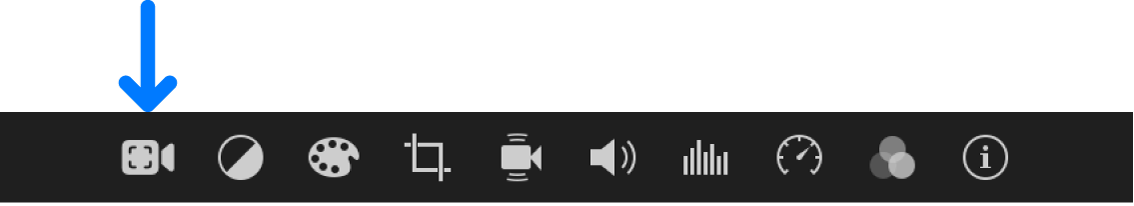 De filmknop die in de aanpassingenbalk verschijnt wanneer er een filmfragment is geselecteerd.