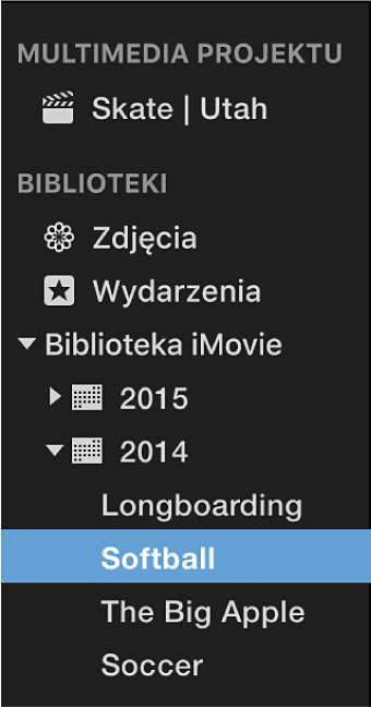 Lista bibliotek z wydarzeniami posortowanymi i zgrupowanymi wg lat