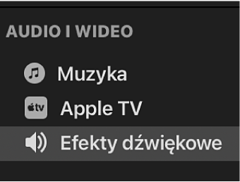 Efekty dźwiękowe zaznaczone na pasku bocznym